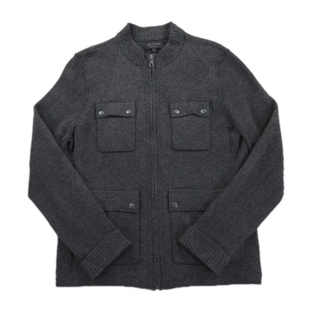 Rag Bone Wool Jacket Mens Large Full Zip Utility Field‎ Snap Button
